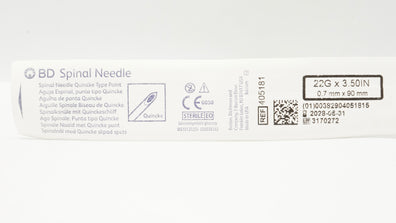 BD 405181 Becton Spinal Ndle Quincke Type Point 22G x 3.50inch